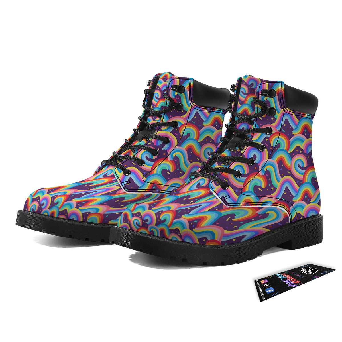 Rainbow Colorful Cute Print Pattern Boots-grizzshop