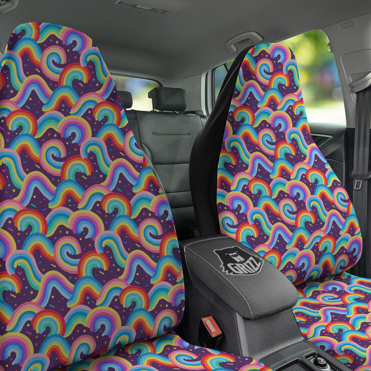 Rainbow Colorful Cute Print Pattern Car Seat Covers-grizzshop