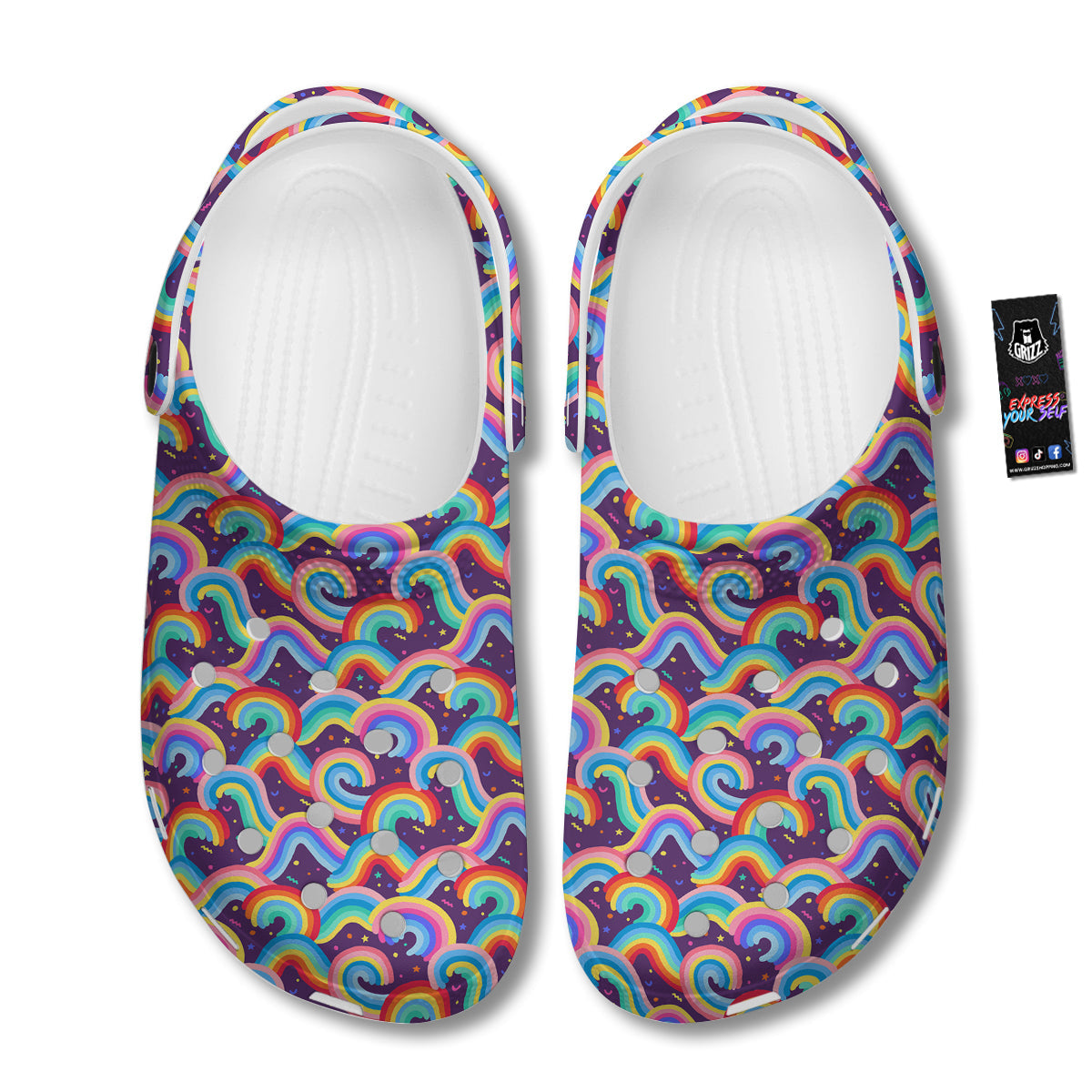 Rainbow Colorful Cute Print Pattern Clog-grizzshop