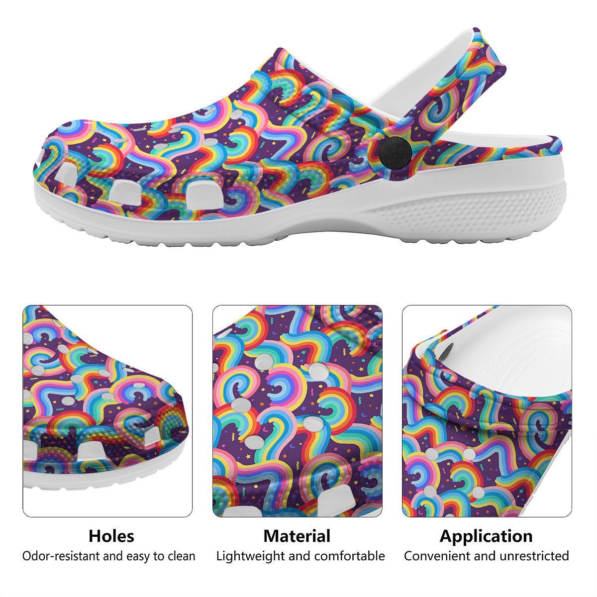 Rainbow Colorful Cute Print Pattern Clog-grizzshop