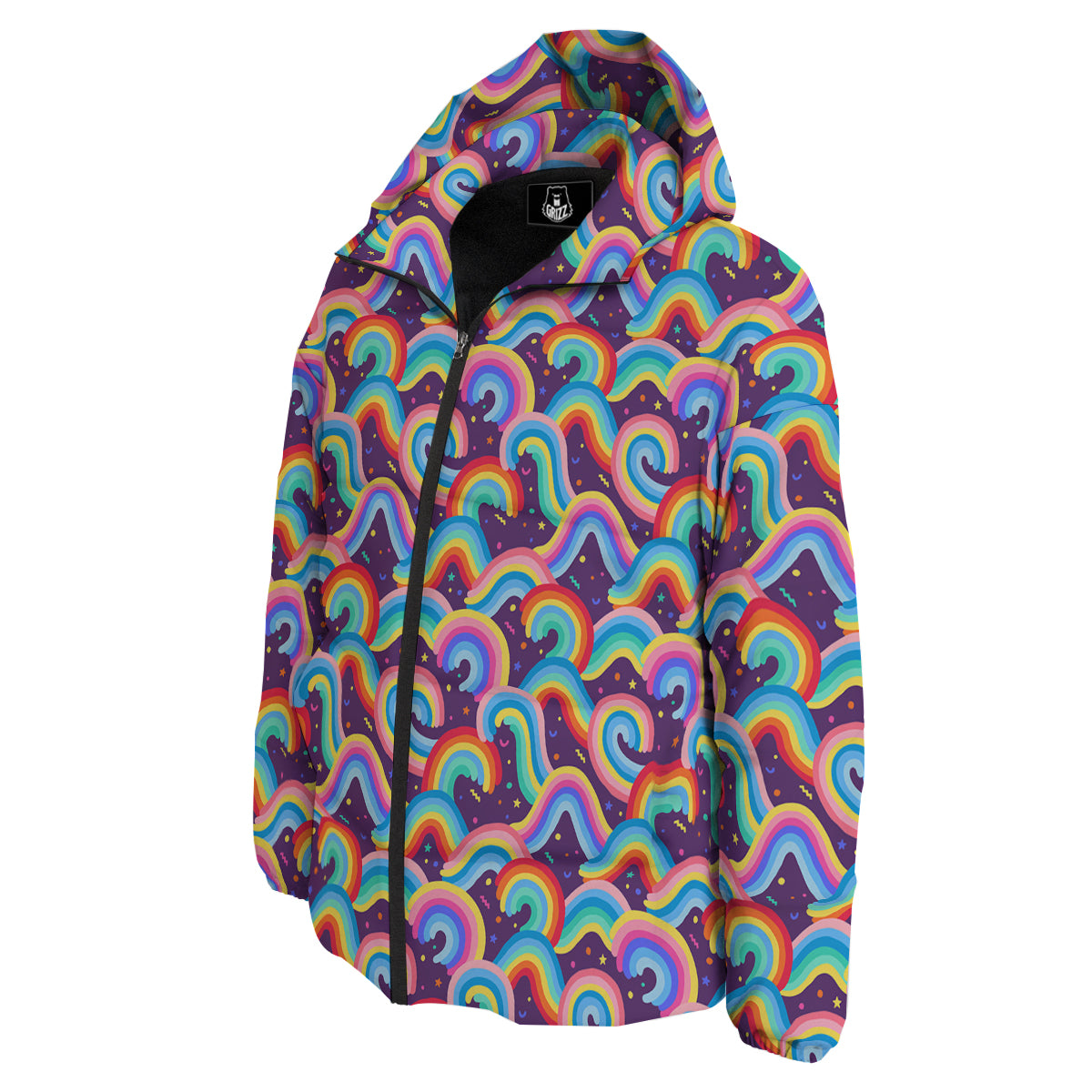Rainbow Colorful Cute Print Pattern Down Jacket-grizzshop