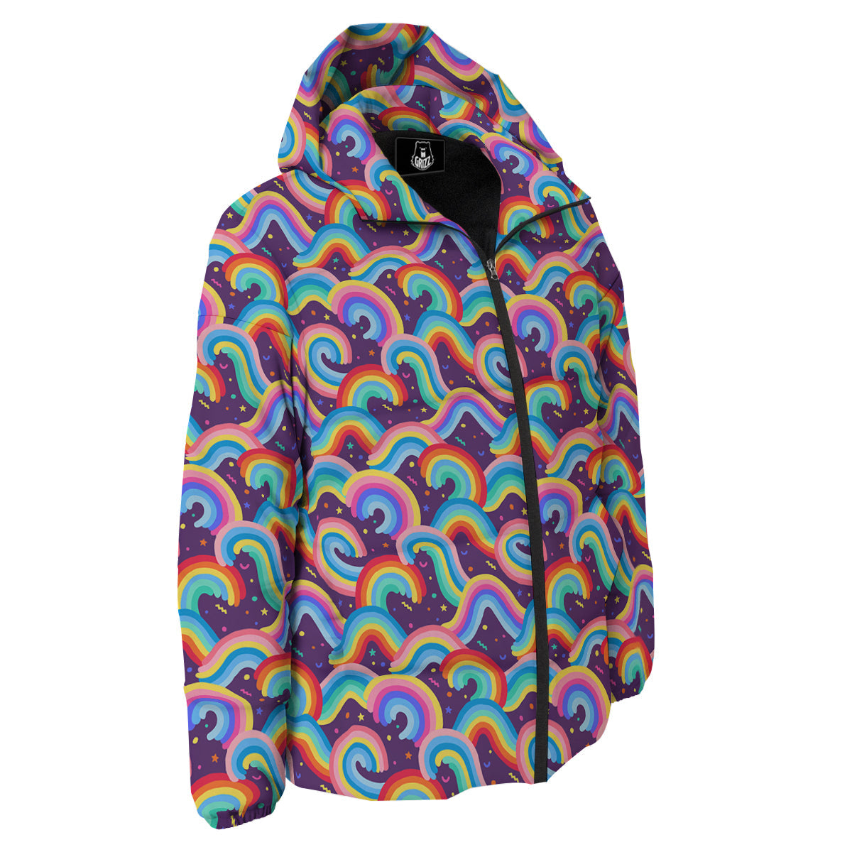 Rainbow Colorful Cute Print Pattern Down Jacket-grizzshop