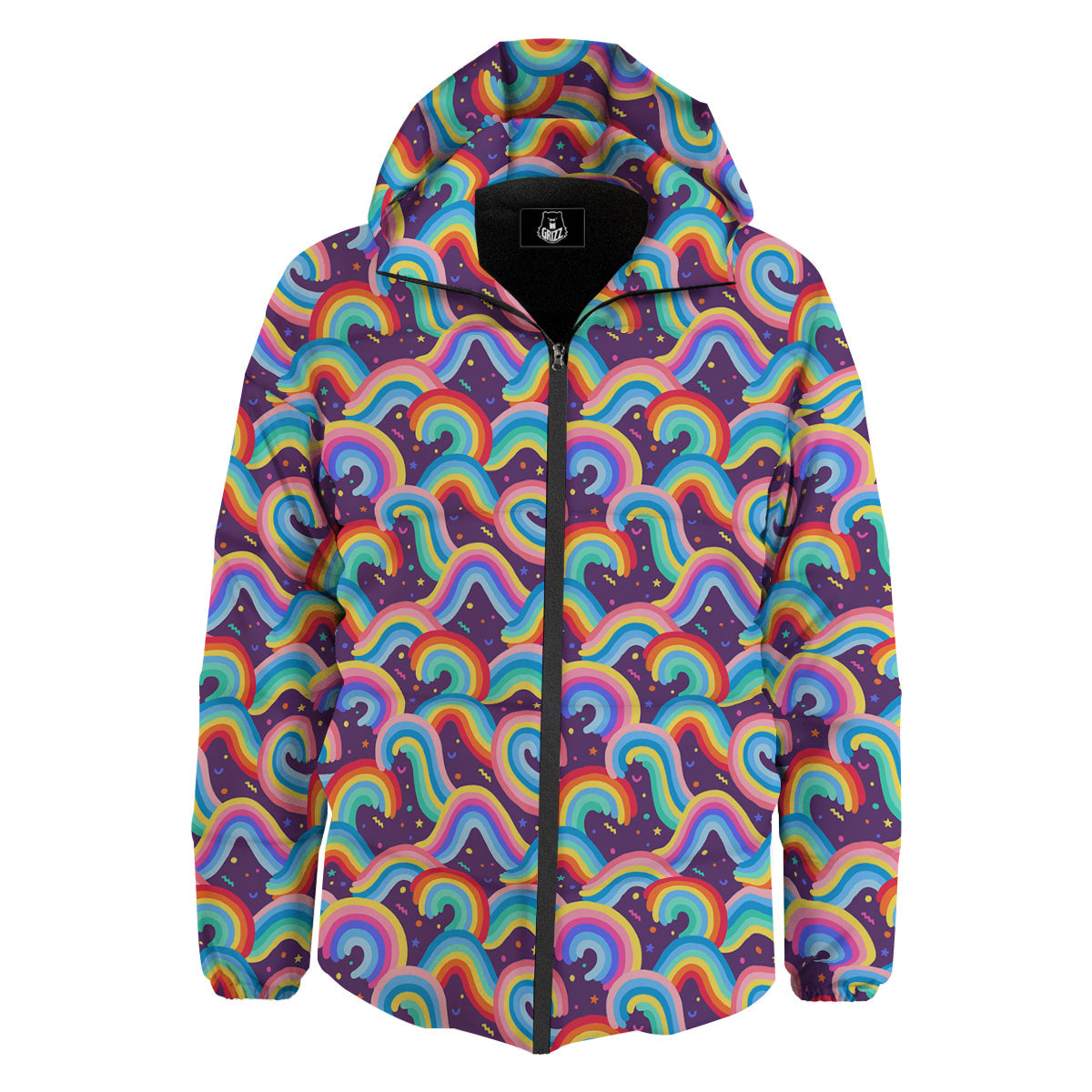 Rainbow Colorful Cute Print Pattern Down Jacket-grizzshop