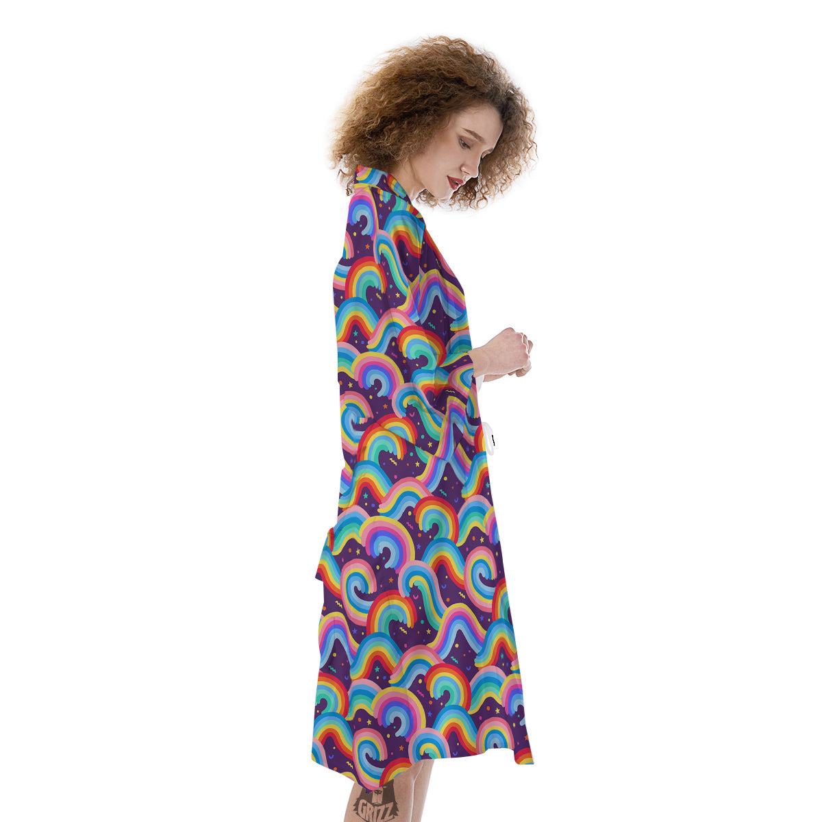 Rainbow Colorful Cute Print Pattern Kimono-grizzshop
