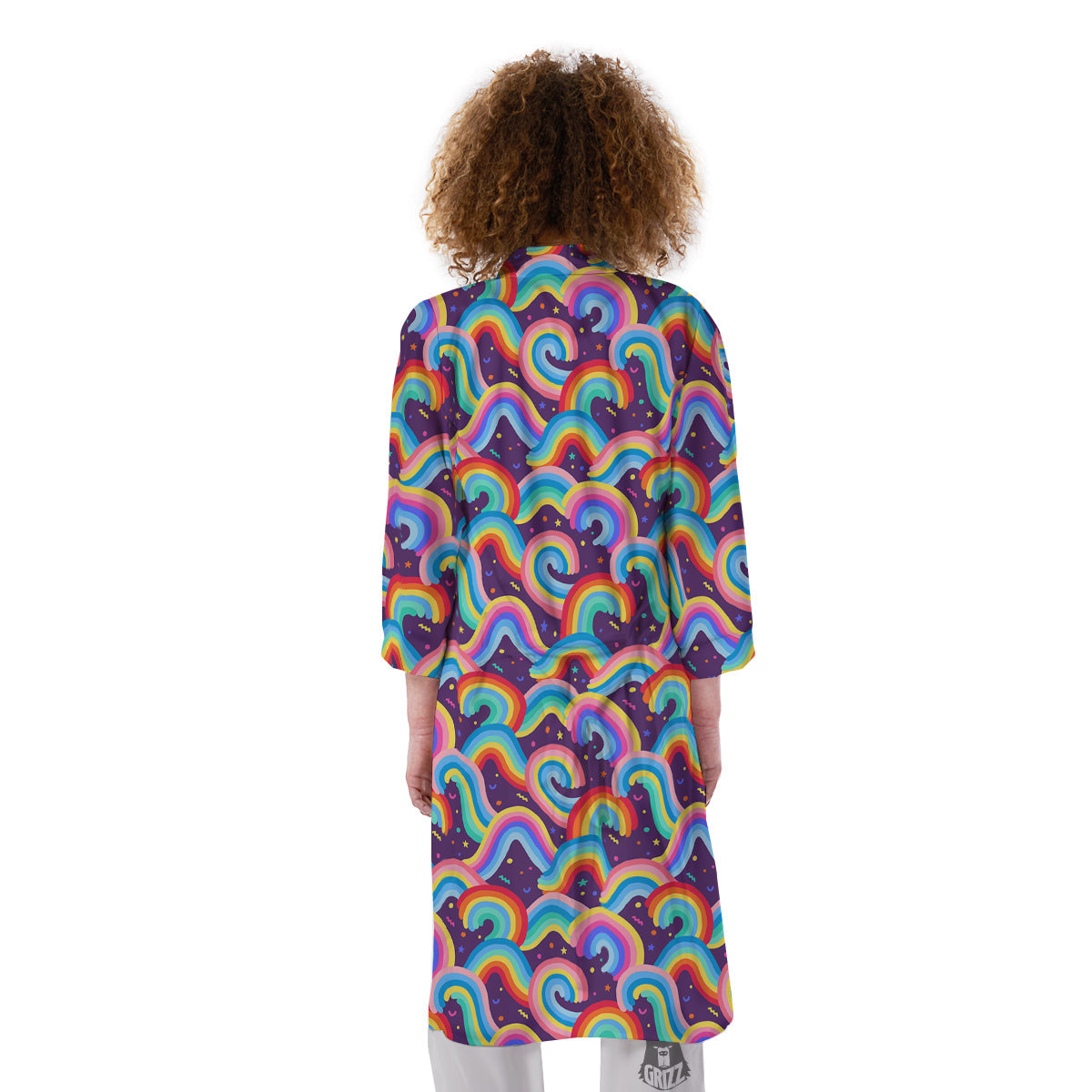 Rainbow Colorful Cute Print Pattern Kimono-grizzshop