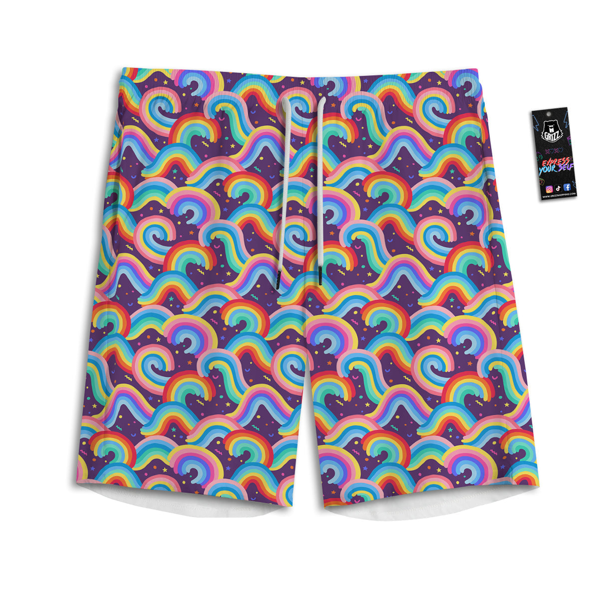 Rainbow Colorful Cute Print Pattern Men's Athletic Shorts