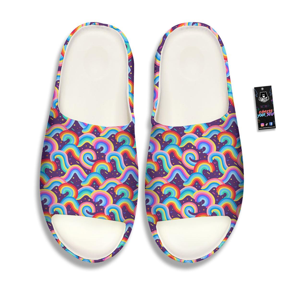 Rainbow Colorful Cute Print Pattern Sandals-grizzshop