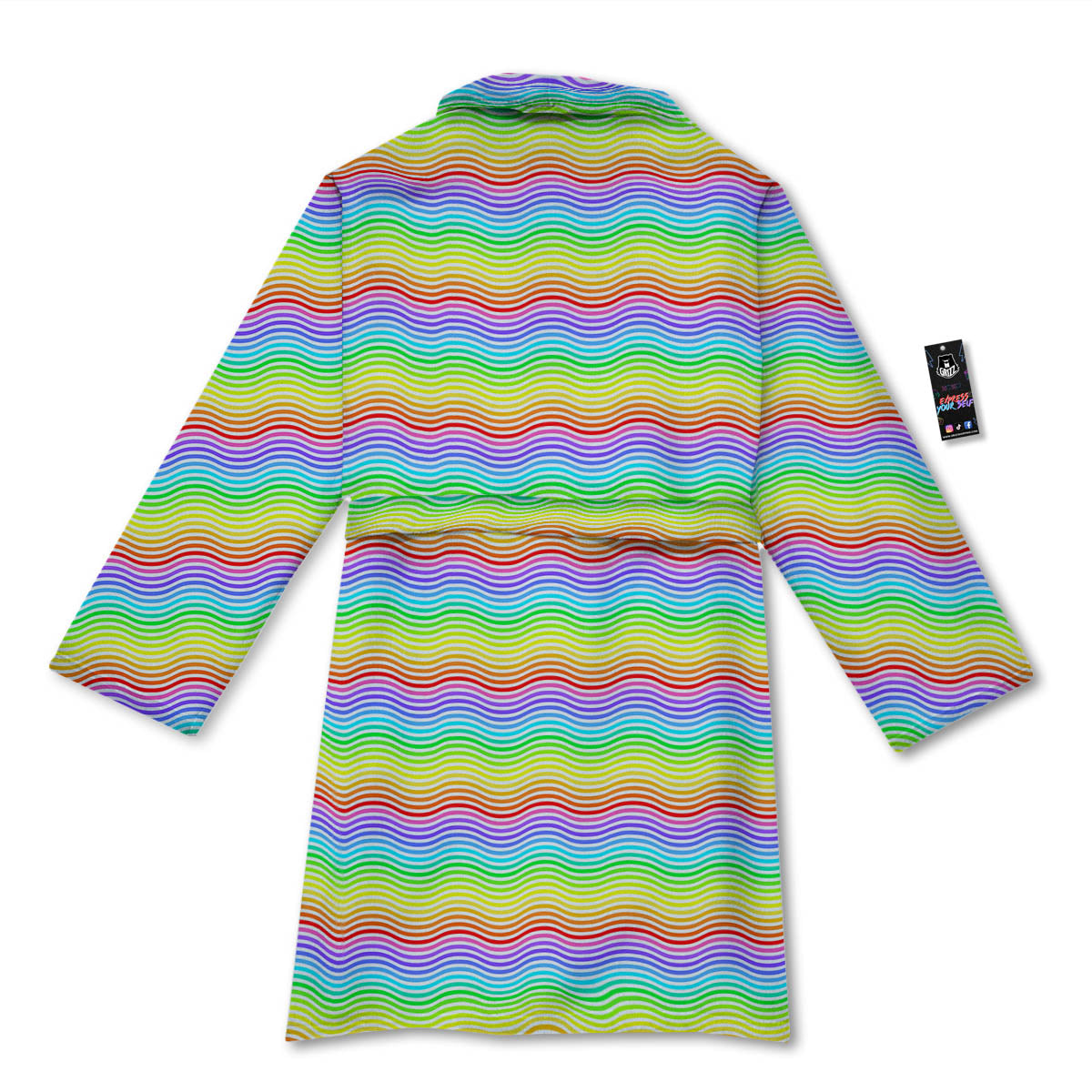 Rainbow Curved Print Pattern Bathrobe-grizzshop