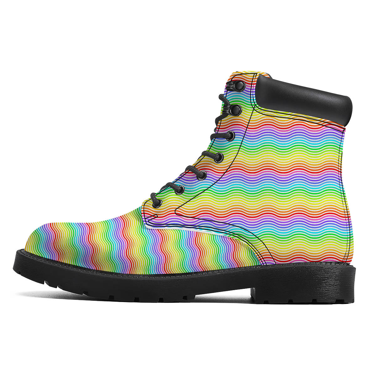 Rainbow Curved Print Pattern Boots-grizzshop