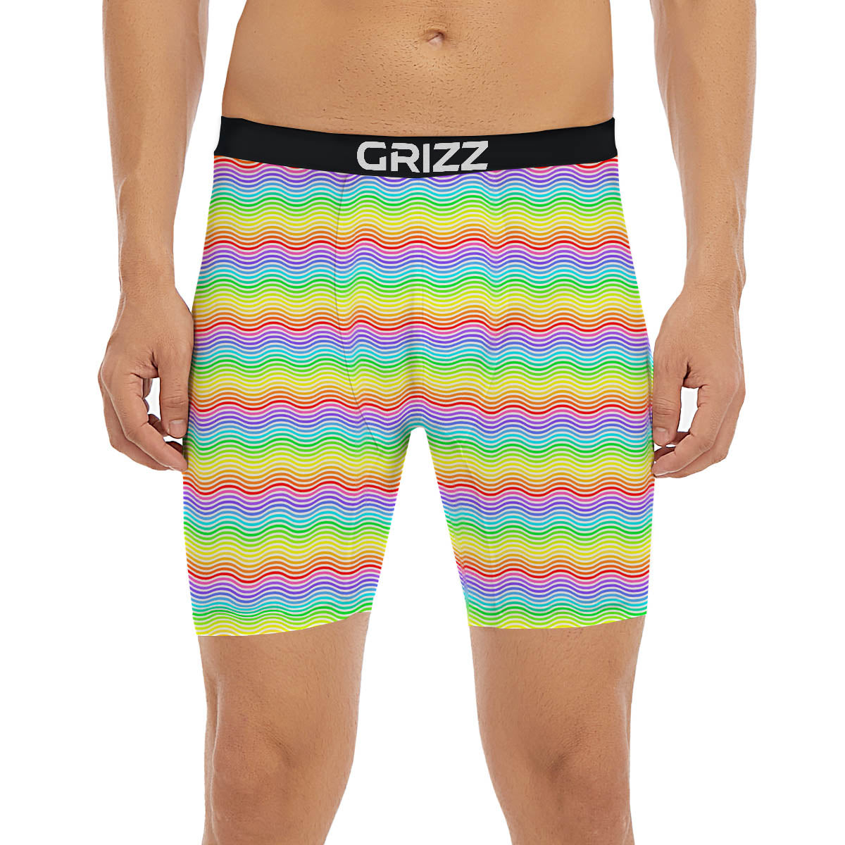 Rainbow Curved Print Pattern Boxer Briefs-grizzshop