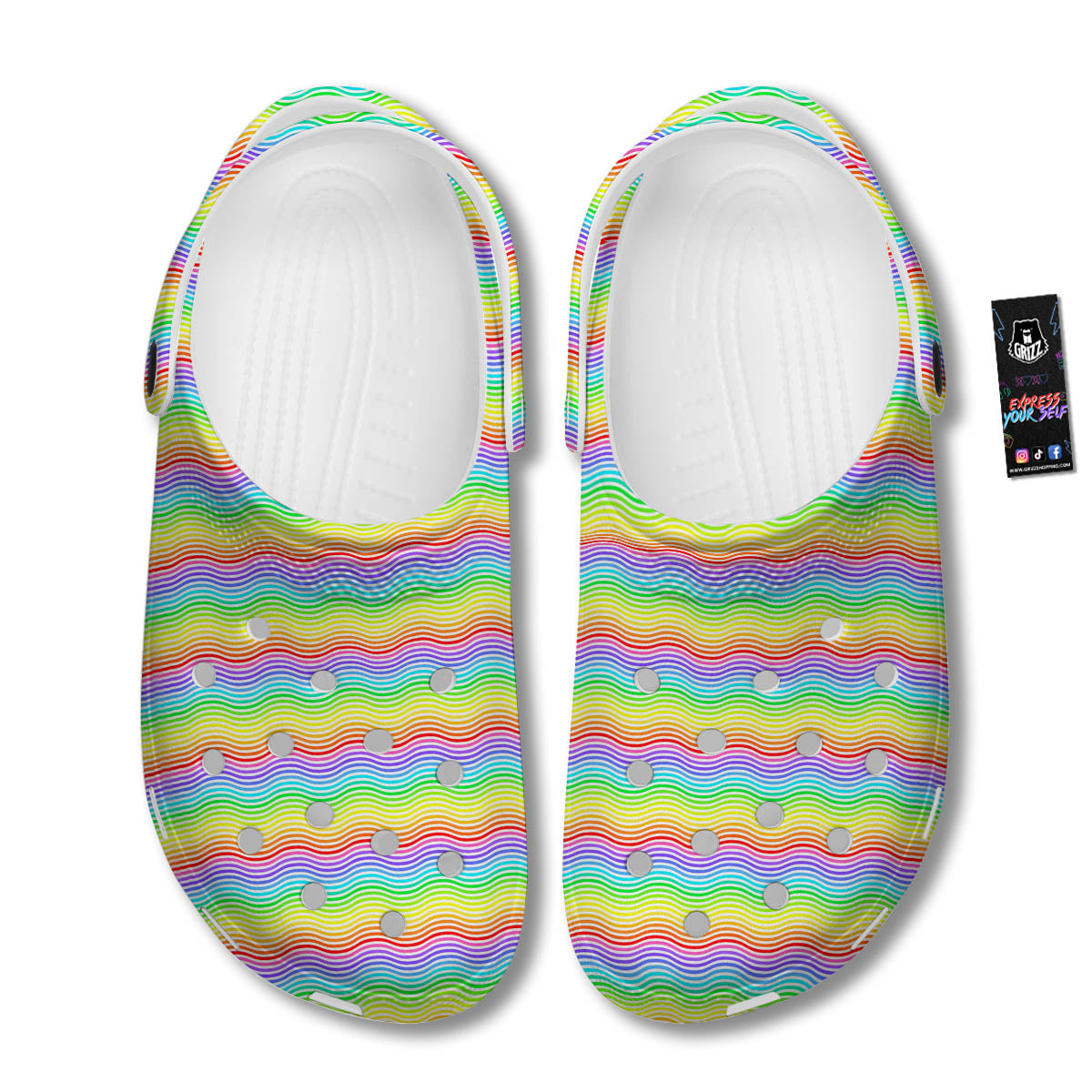 Rainbow Curved Print Pattern Clog-grizzshop