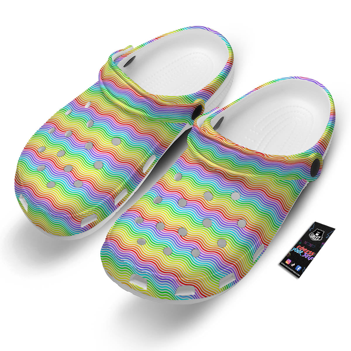 Rainbow Curved Print Pattern Clog-grizzshop