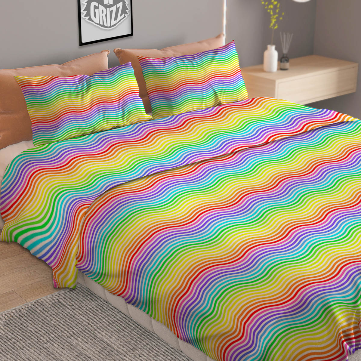 Polka Dot Red And Green Print Pattern Duvet Cover Bedding Set