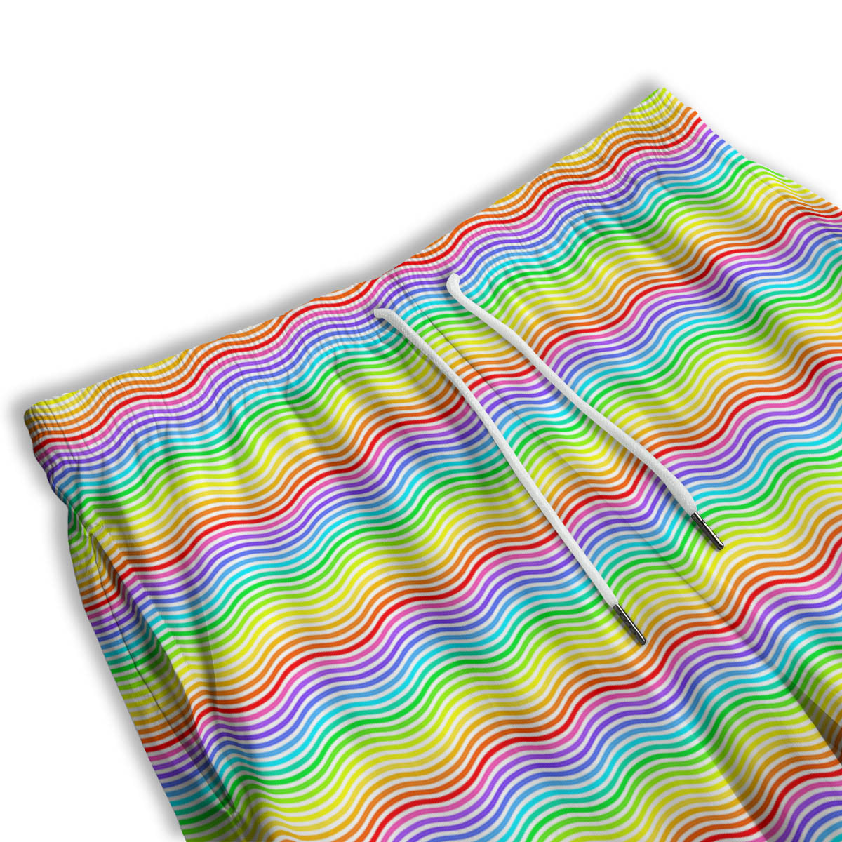 Rainbow Curved Print Pattern Men's Athletic Shorts