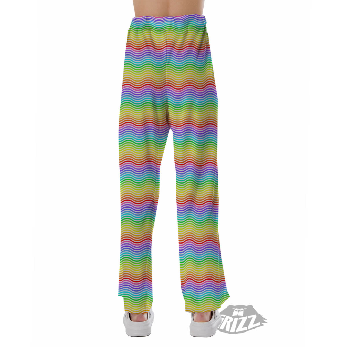 Rainbow Curved Print Pattern Pajama Pants-grizzshop