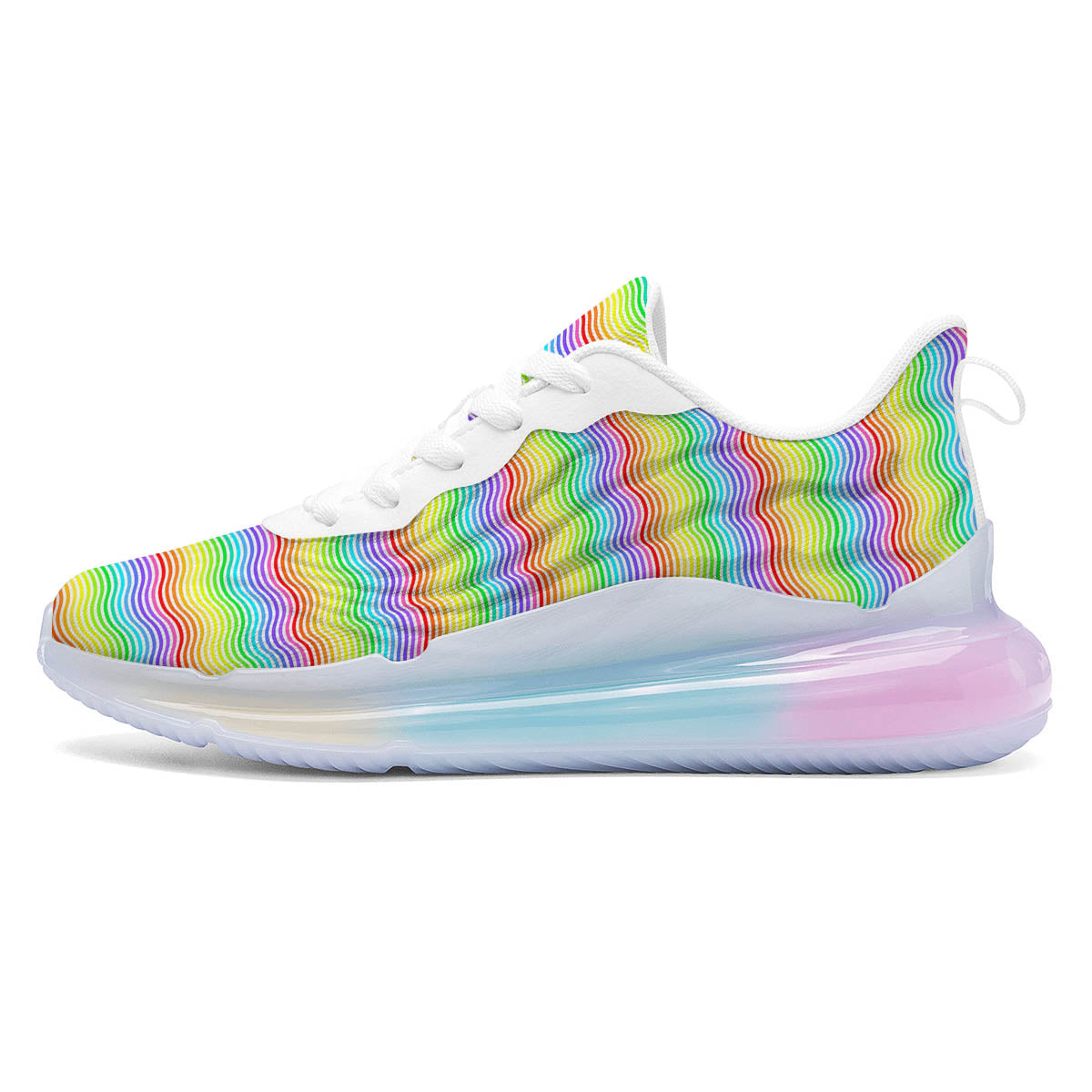 Rainbow Curved Print Pattern Running Sneakers-grizzshop