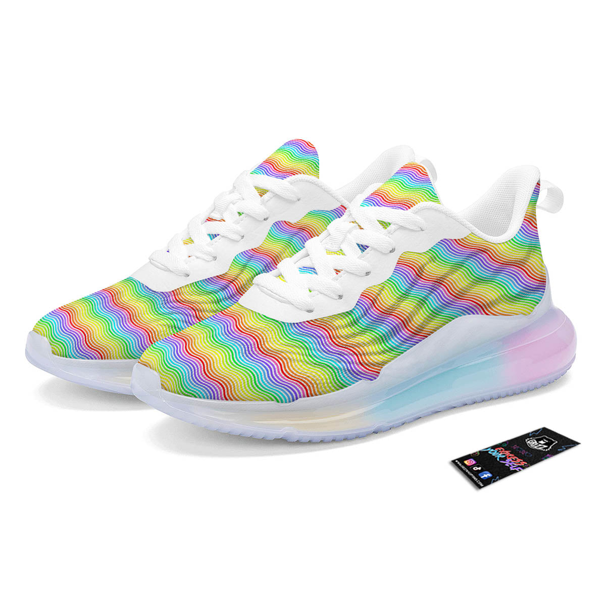 Rainbow Curved Print Pattern Running Sneakers-grizzshop
