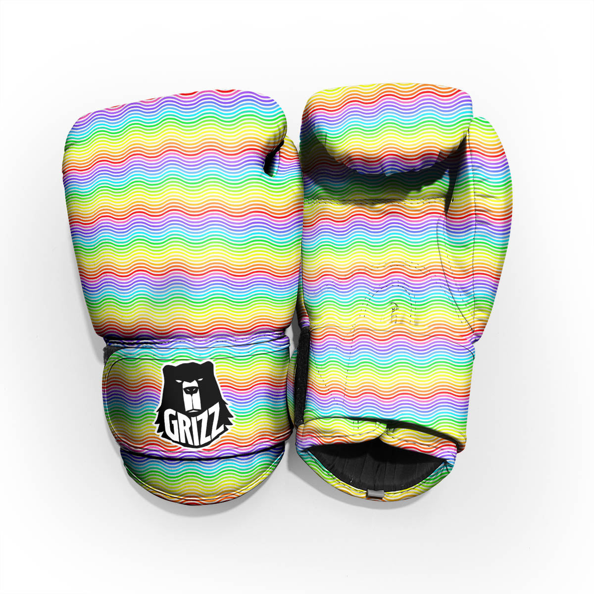 Rainbow Curved Print Pattern Pro Boxing Glove