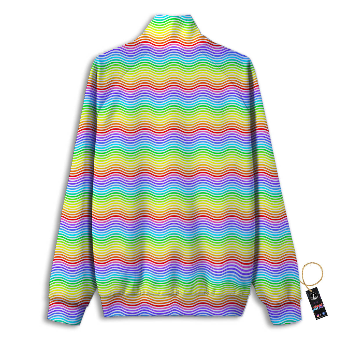 Rainbow Curved Print Pattern Track Jacket-grizzshop