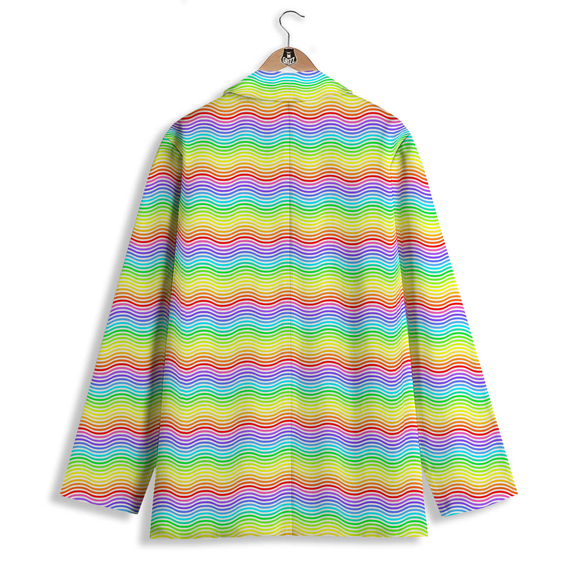 Rainbow Curved Print Pattern Women's Blazer-grizzshop