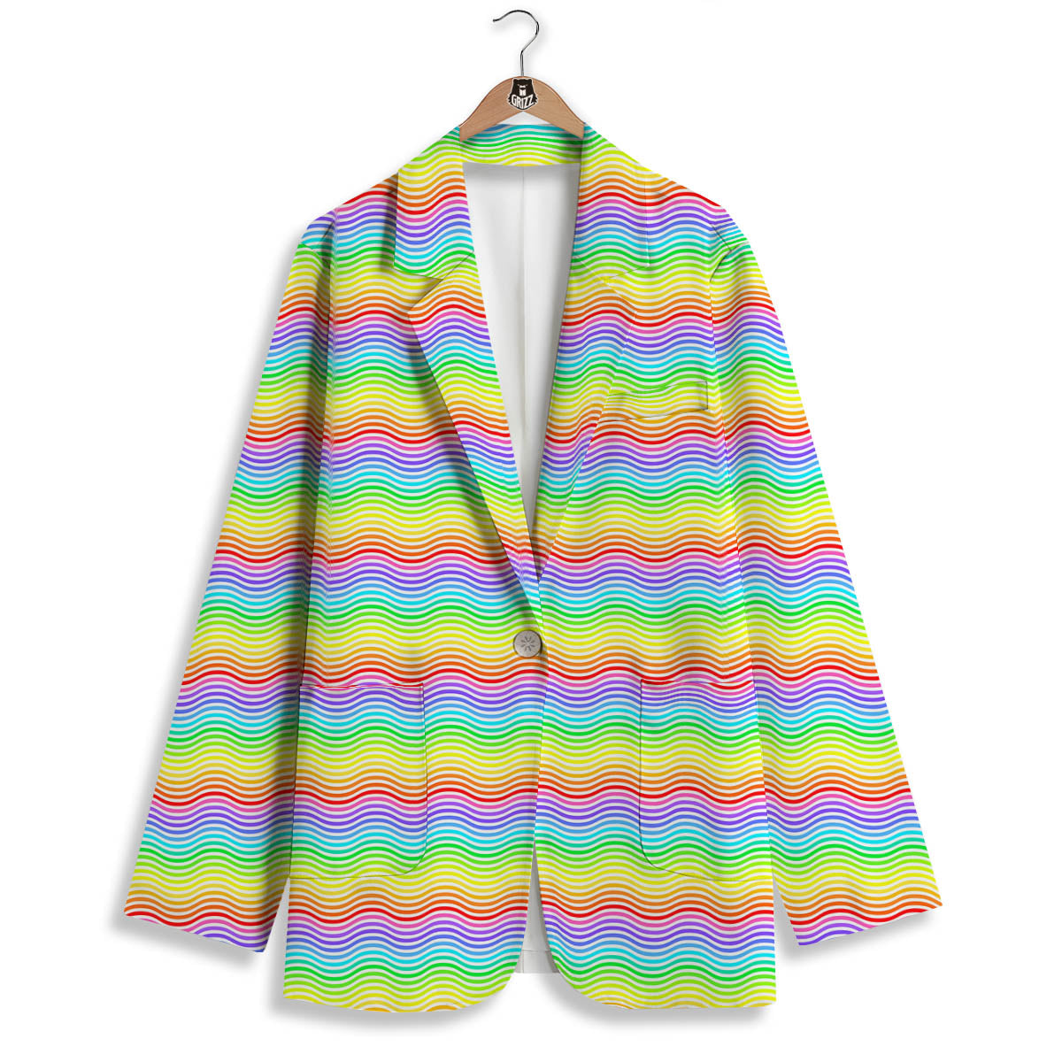 Rainbow Curved Print Pattern Women's Blazer-grizzshop