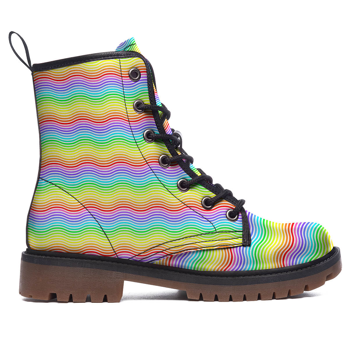 Rainbow Curved Print Pattern Work Boots-grizzshop