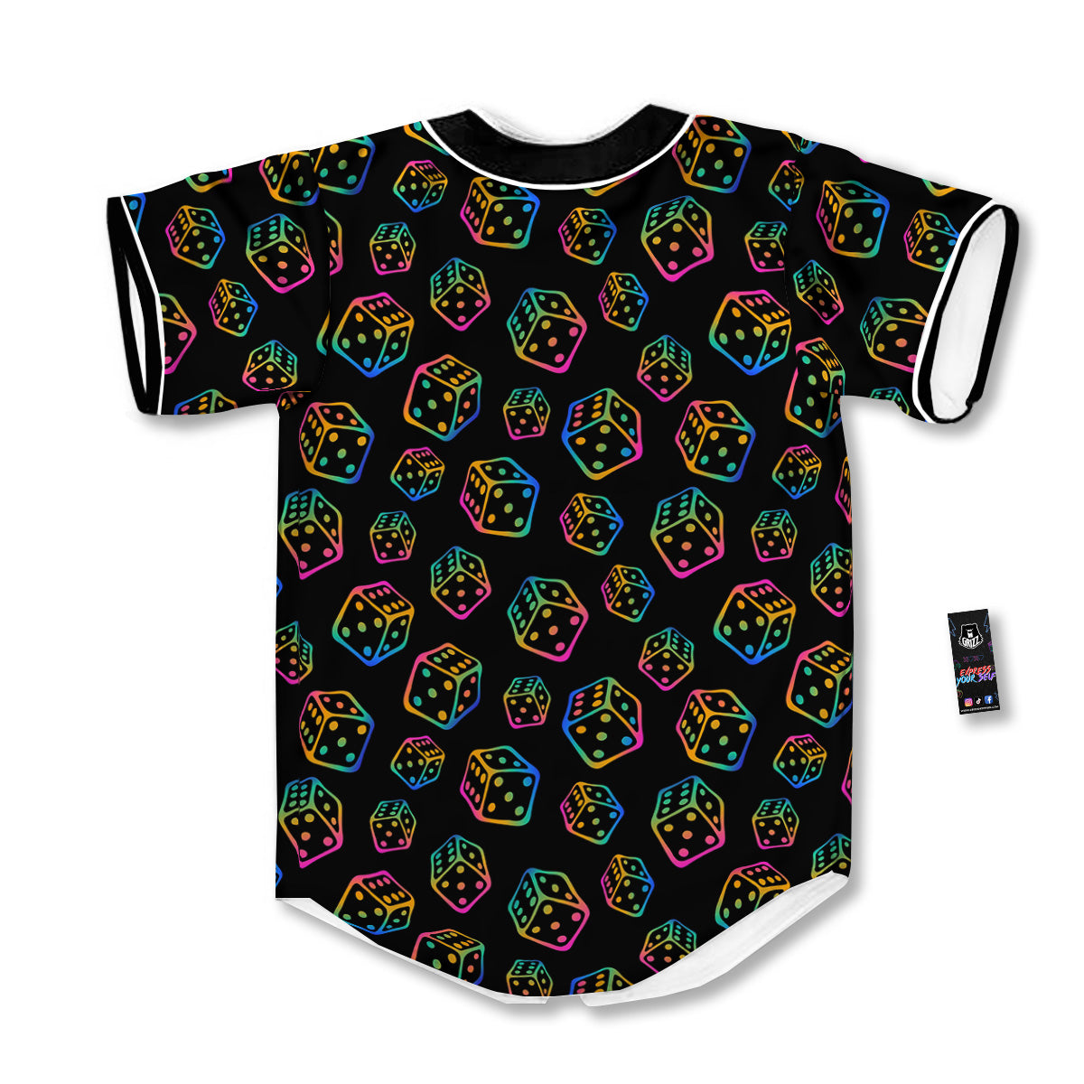 Rainbow Dice Print Pattern Baseball Jersey-grizzshop