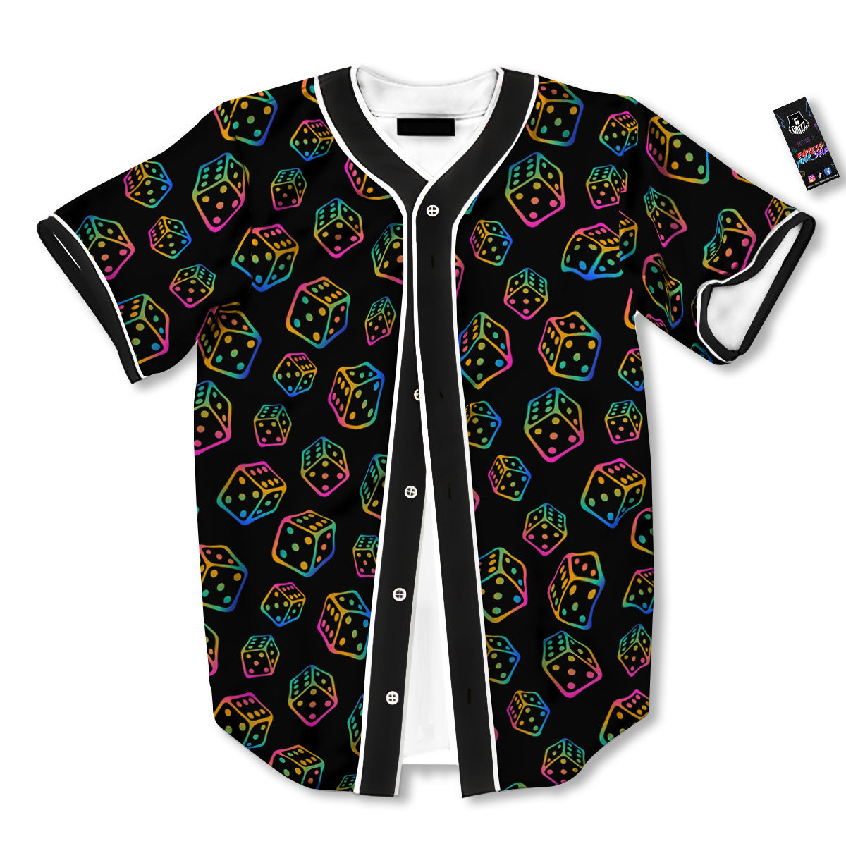 Rainbow Dice Print Pattern Baseball Jersey-grizzshop
