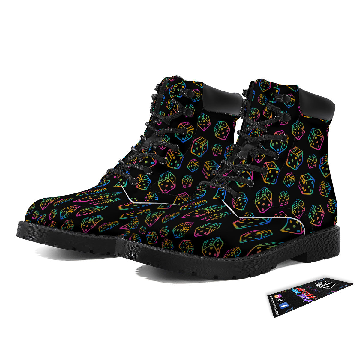 Rainbow Dice Print Pattern Boots-grizzshop