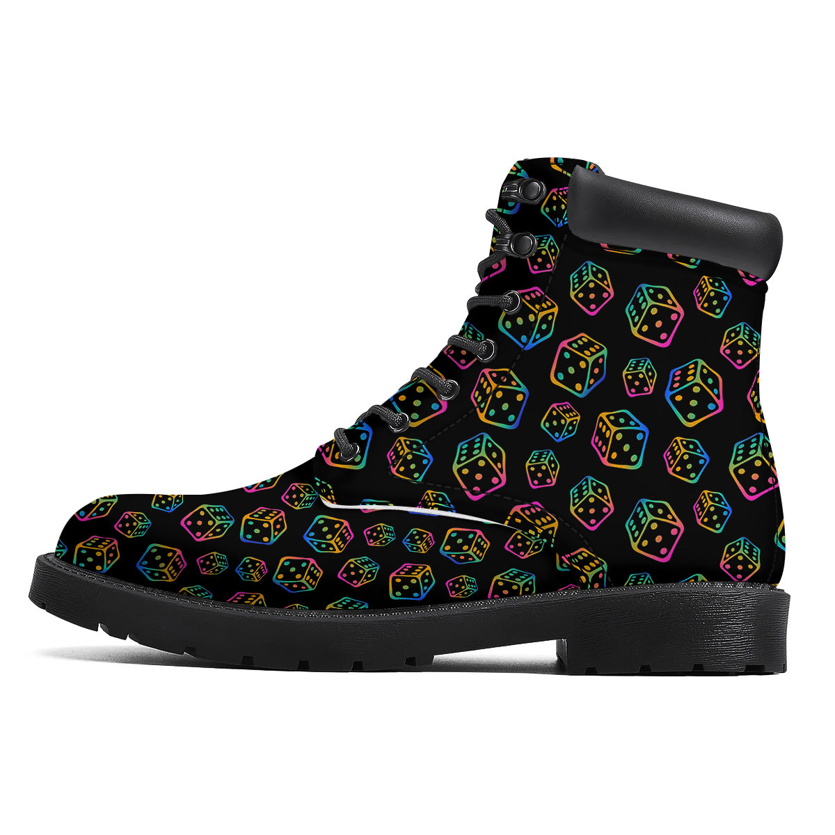 Rainbow Dice Print Pattern Boots-grizzshop