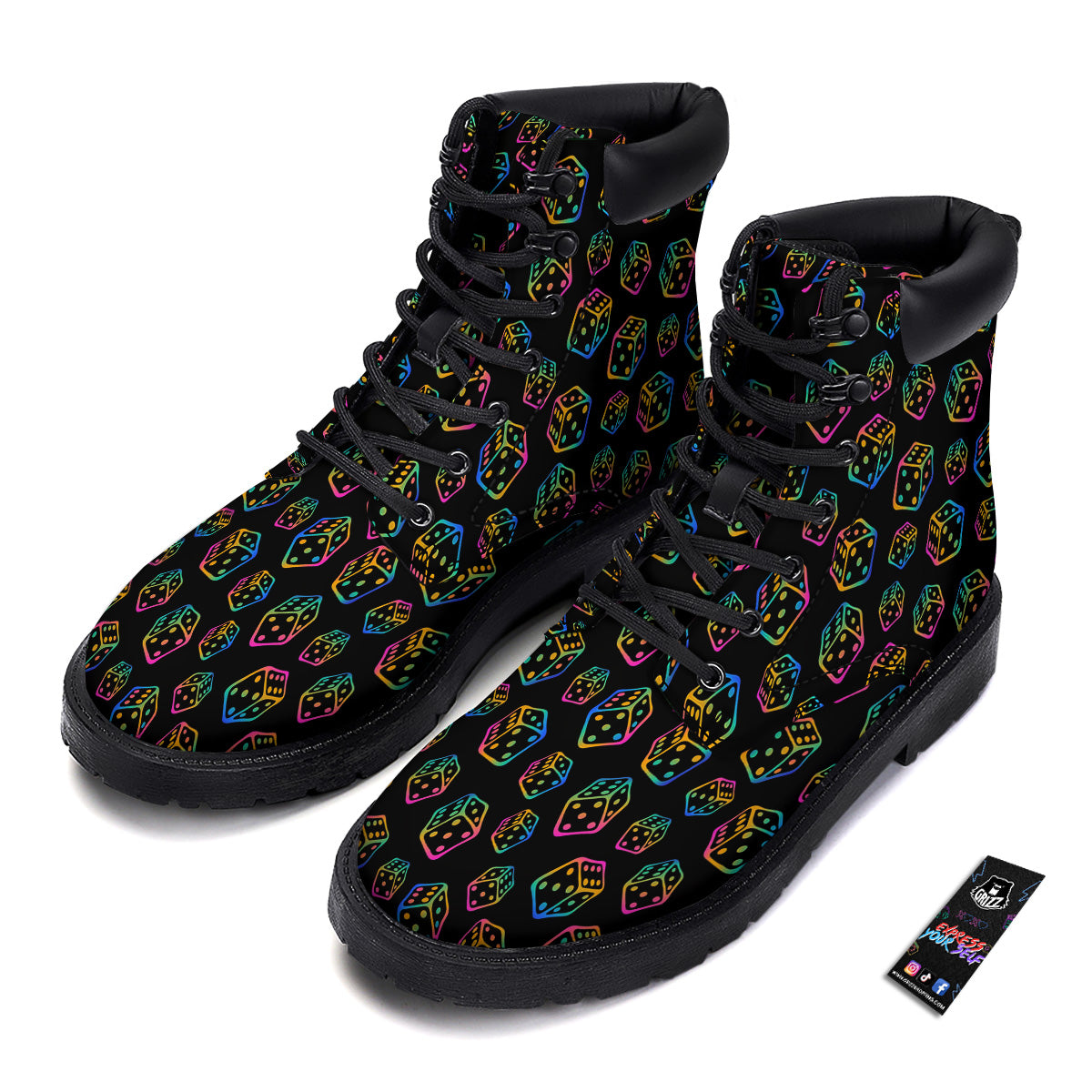 Rainbow Dice Print Pattern Boots-grizzshop