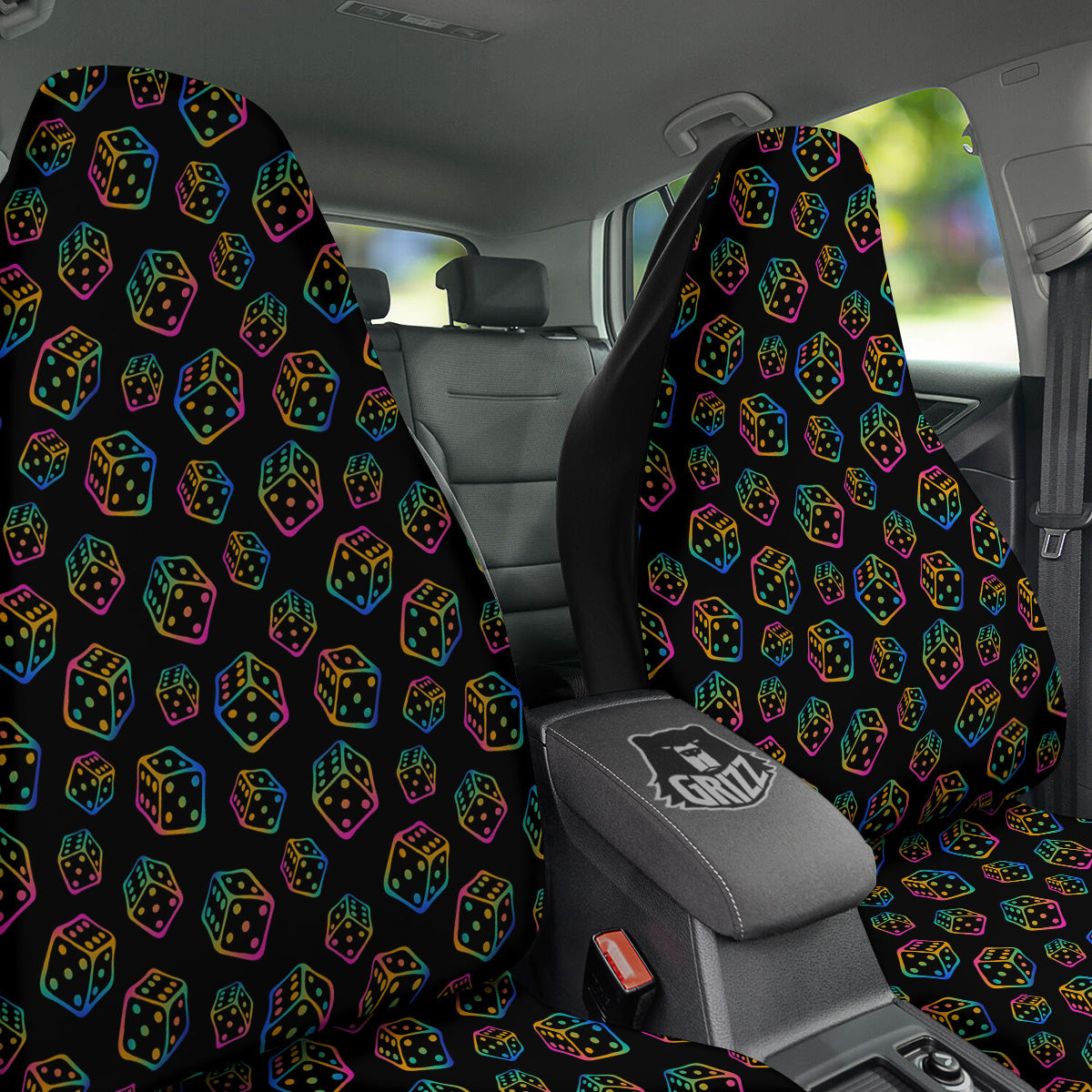 Rainbow Dice Print Pattern Car Seat Covers-grizzshop