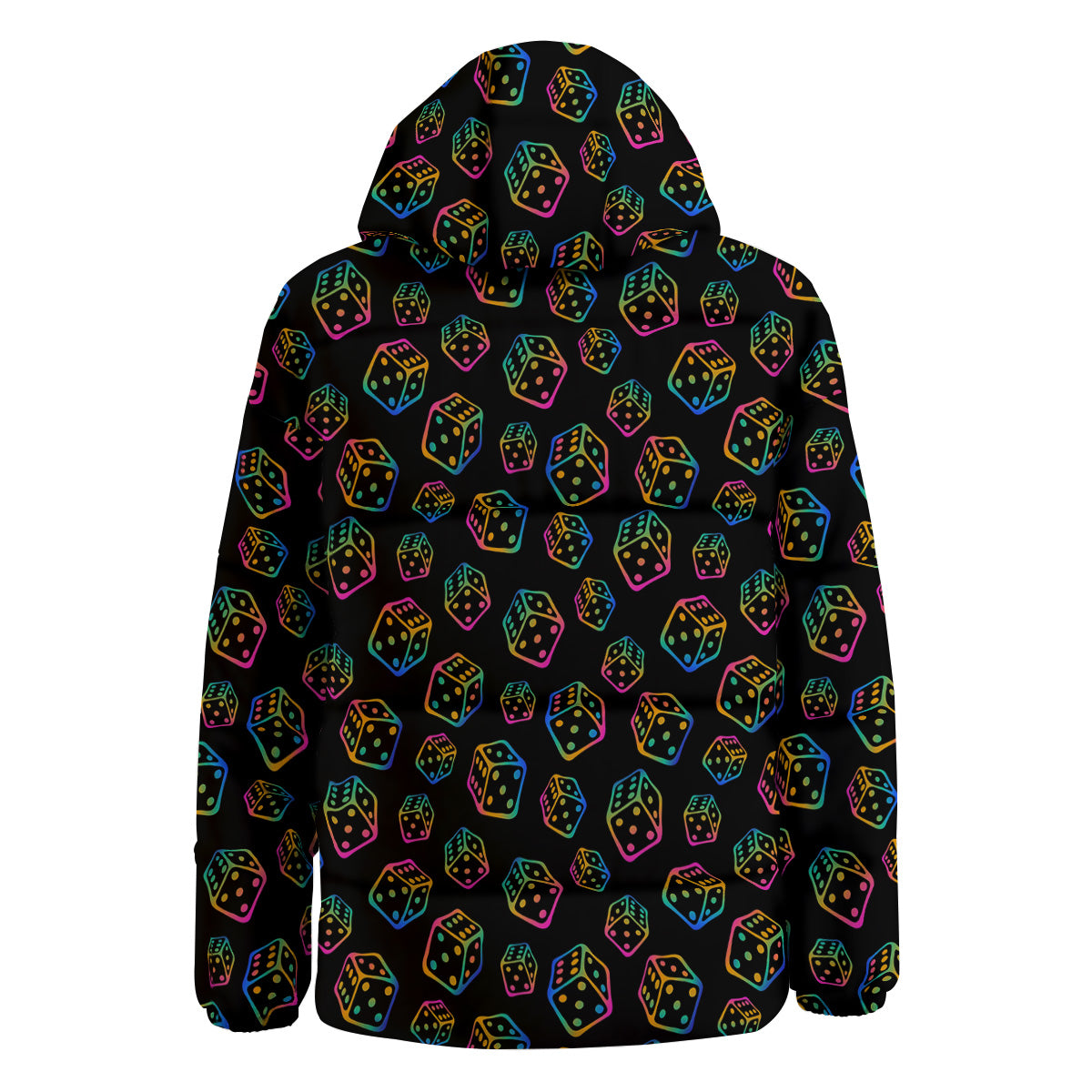 Rainbow Dice Print Pattern Down Jacket-grizzshop