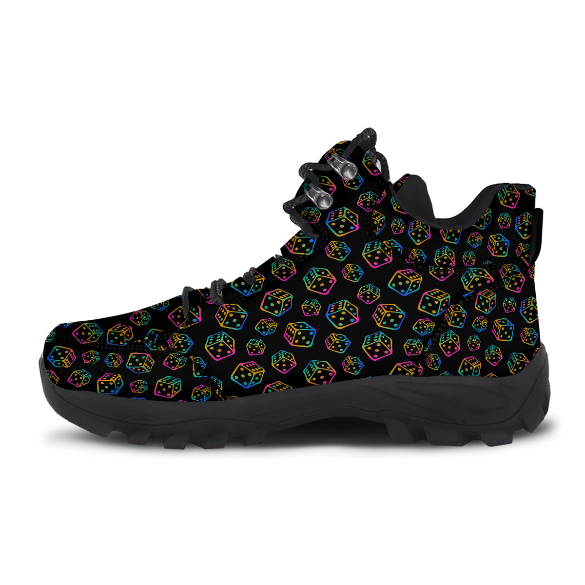 Rainbow Dice Print Pattern Hiking Shoes-grizzshop