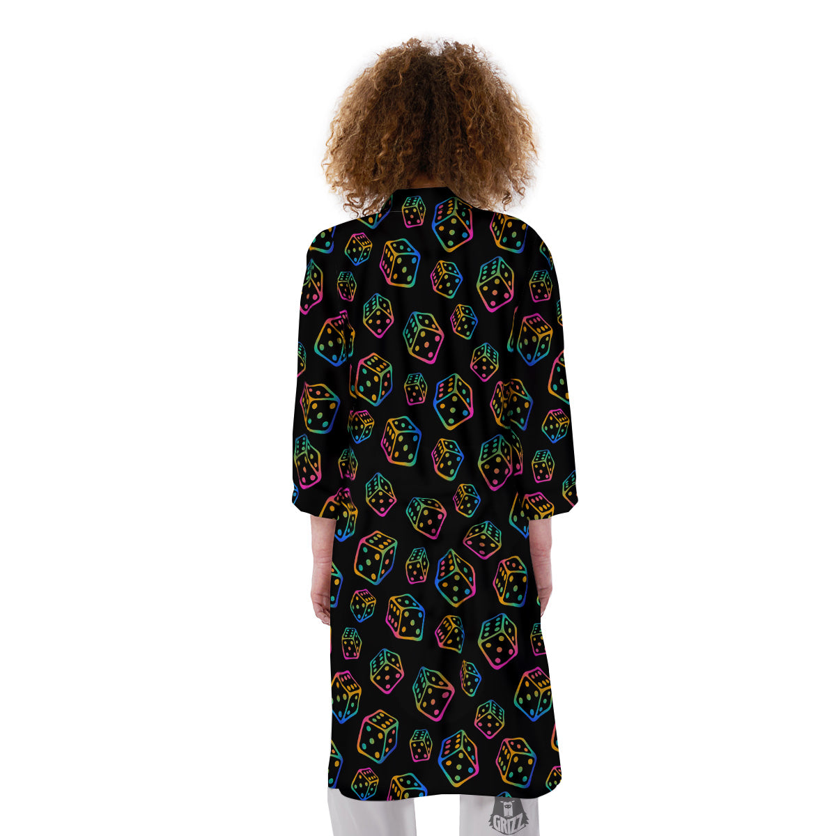 Rainbow Dice Print Pattern Kimono-grizzshop