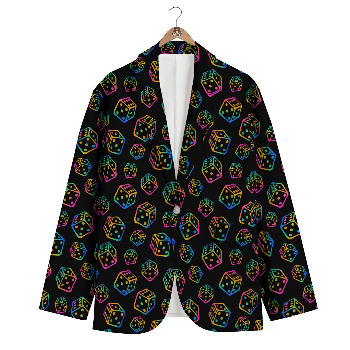 Rainbow Dice Print Pattern Men's Blazer-grizzshop