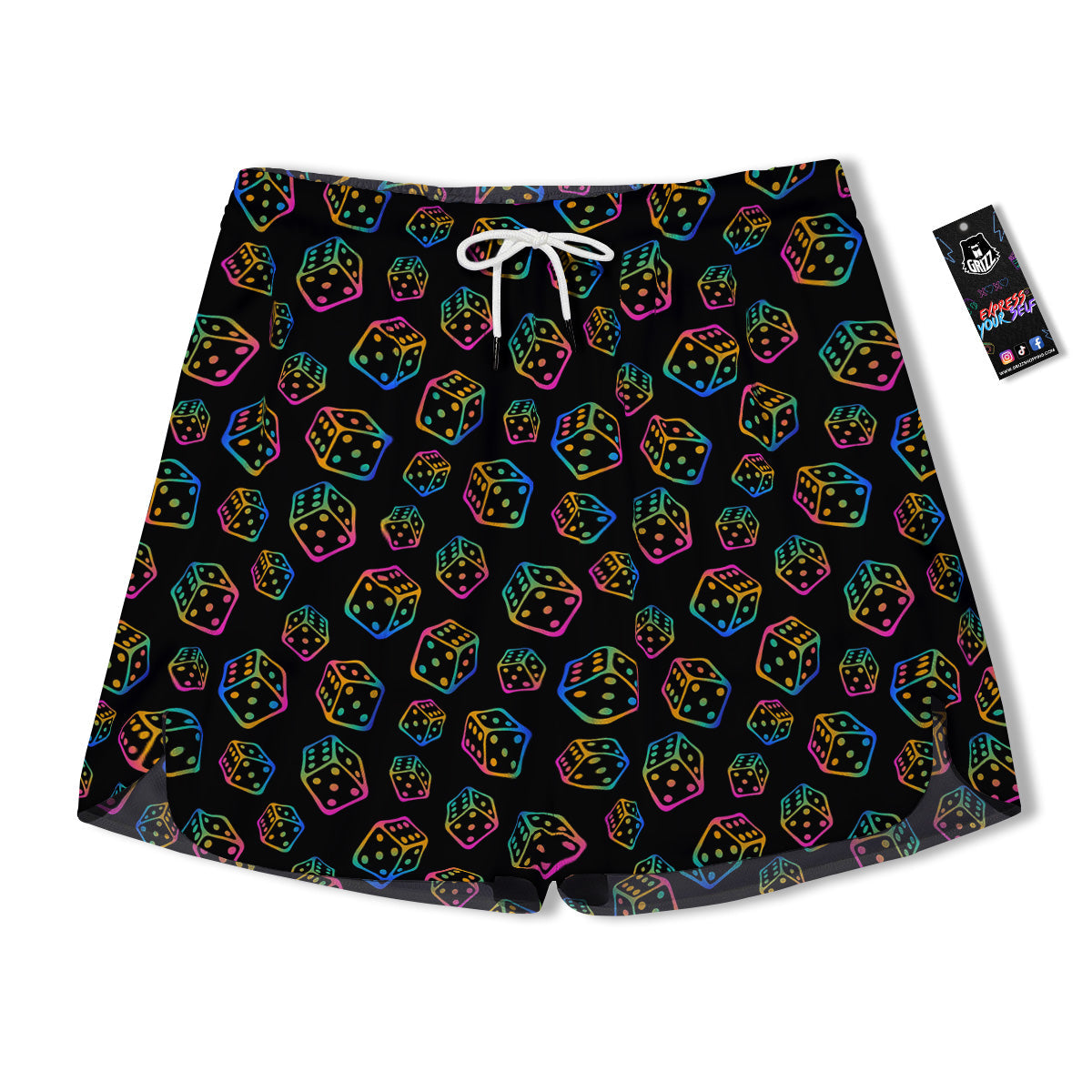 Rainbow Dice Print Pattern Men's Running Shorts-grizzshop