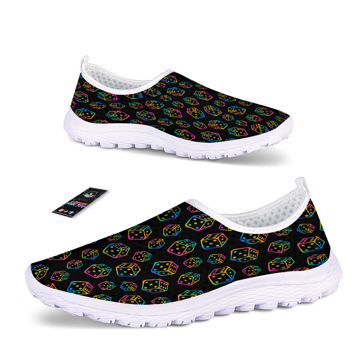 Rainbow Dice Print Pattern Nurse Shoes-grizzshop