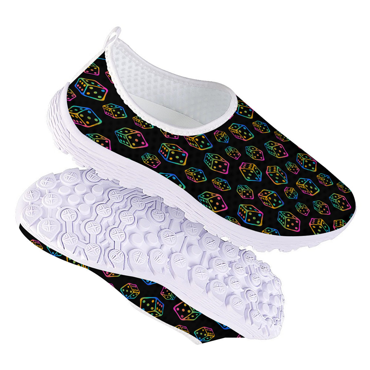 Rainbow Dice Print Pattern Nurse Shoes-grizzshop