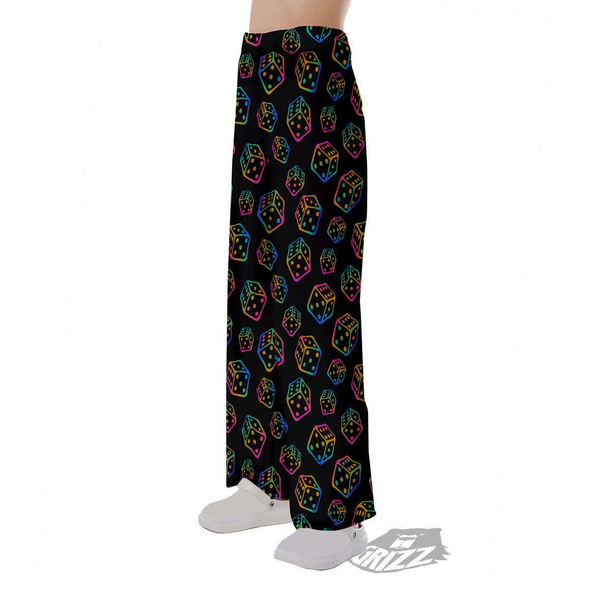 Rainbow Dice Print Pattern Pajama Pants-grizzshop