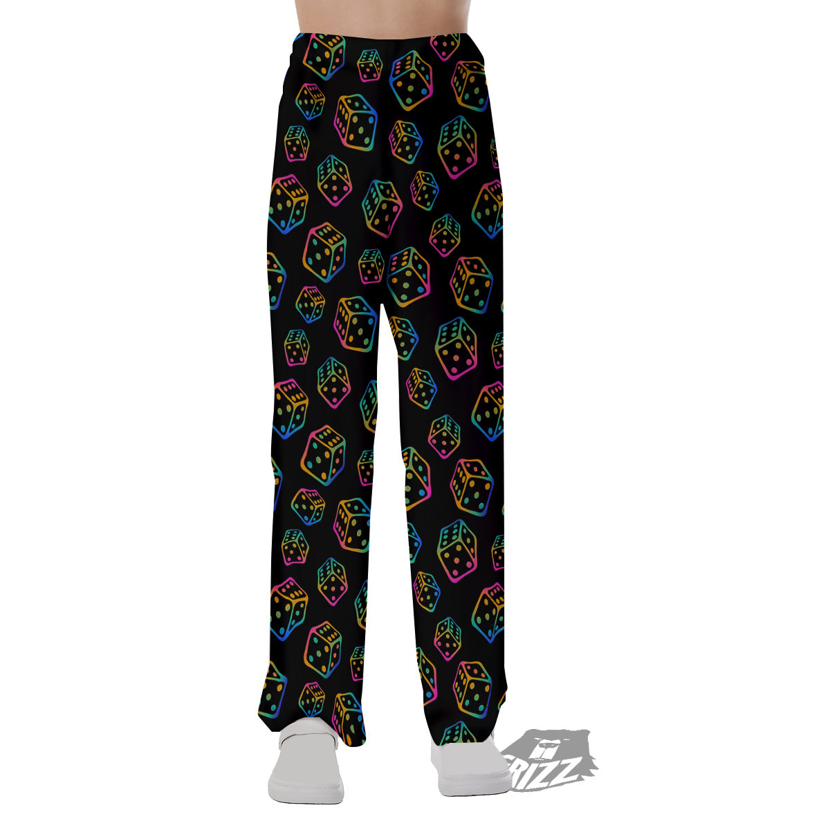 Rainbow Dice Print Pattern Pajama Pants-grizzshop