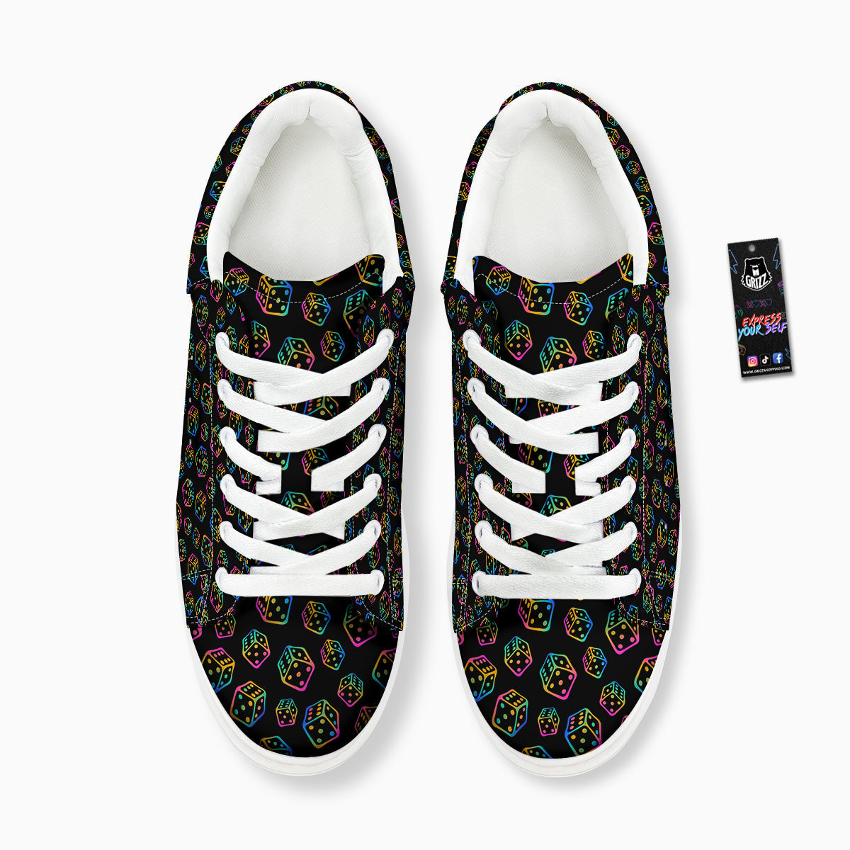 Rainbow Dice Print Pattern Platform Shoes-grizzshop