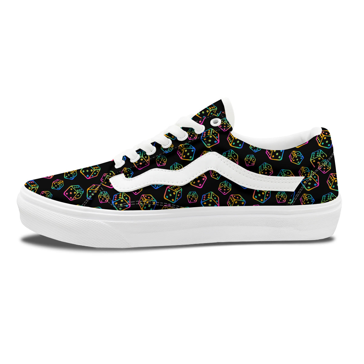 Rainbow Dice Print Pattern Skate Shoes-grizzshop