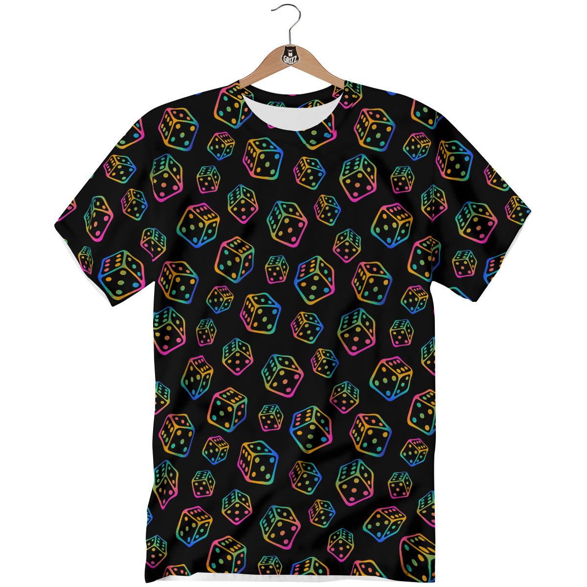 Rainbow Dice Print Pattern T-Shirt-grizzshop