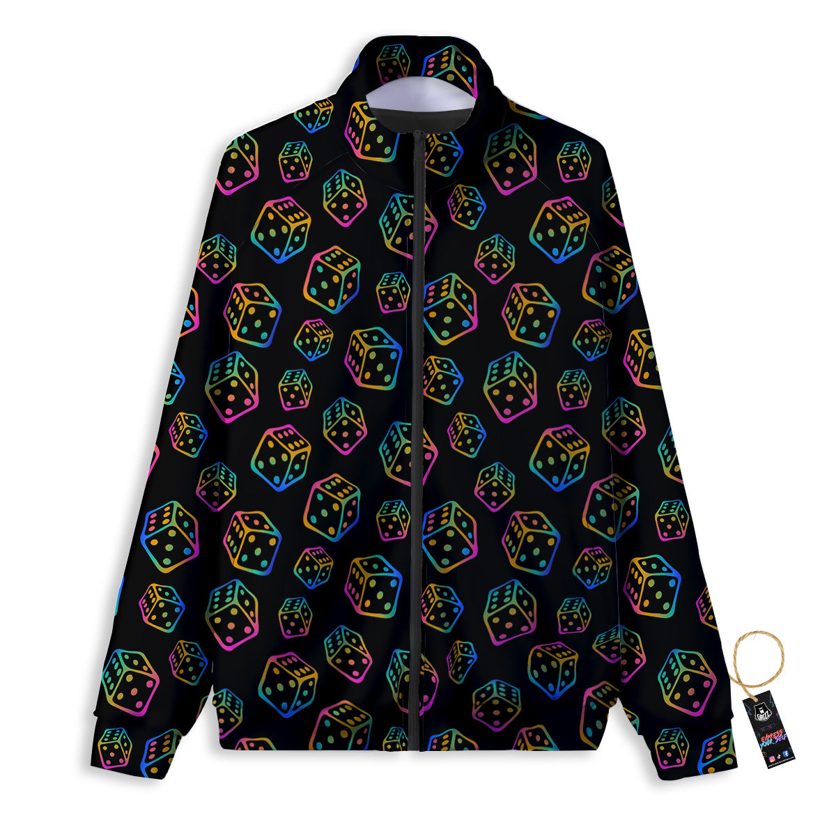 Rainbow Dice Print Pattern Track Jacket-grizzshop