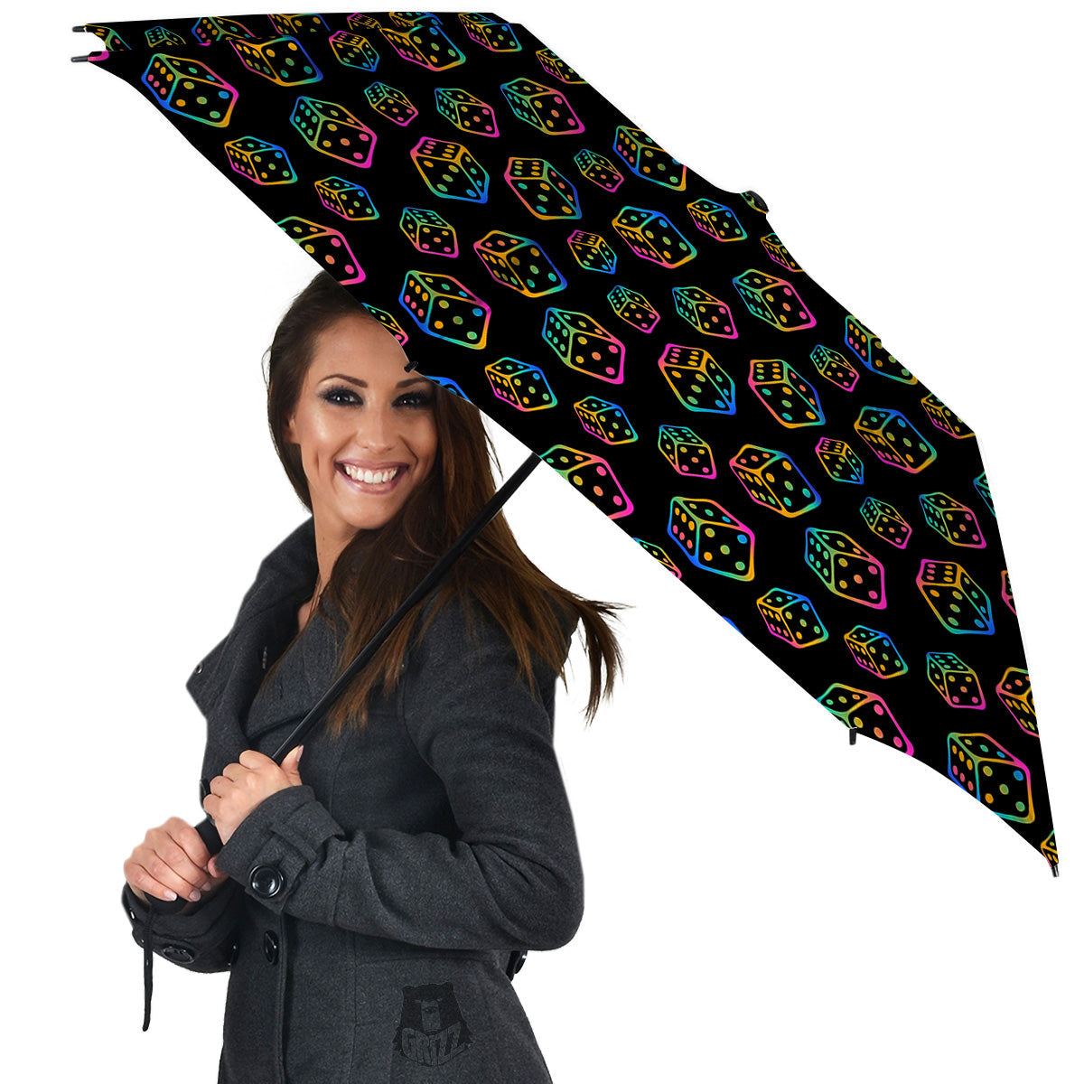Rainbow Dice Print Pattern Umbrella-grizzshop