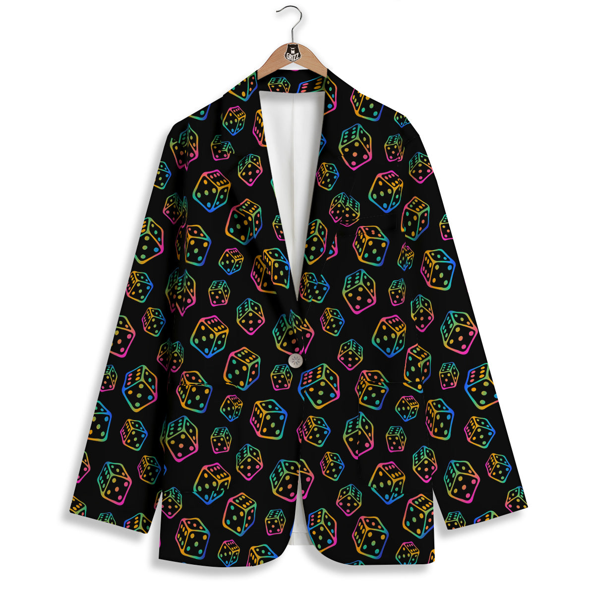 Rainbow Dice Print Pattern Women's Blazer-grizzshop