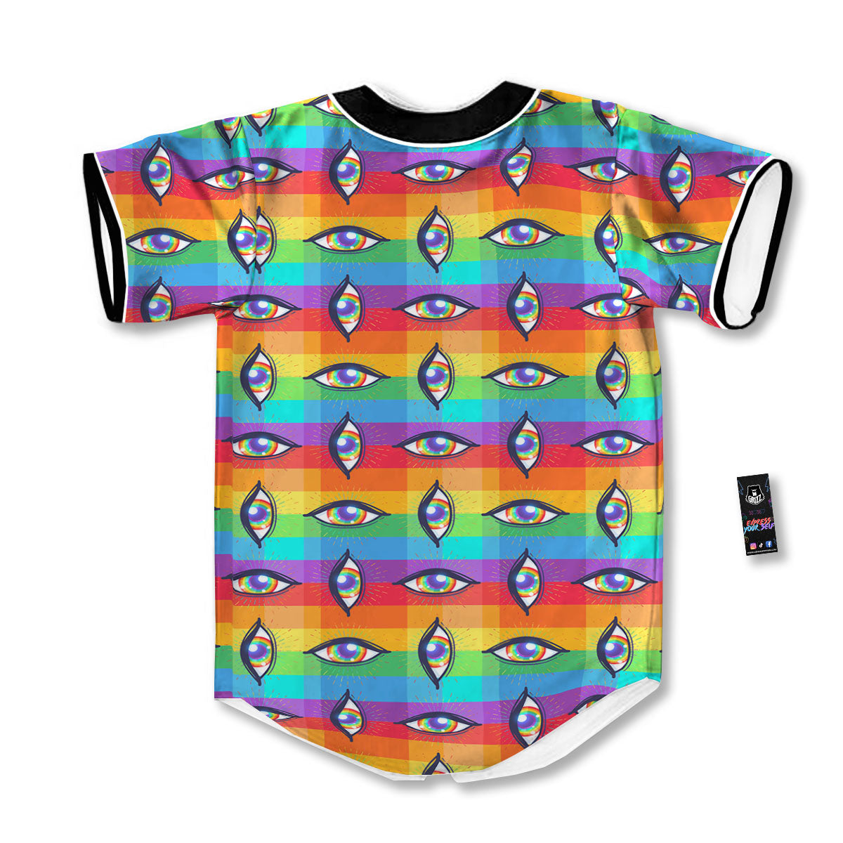 Rainbow Eyes LGBT Pride Print Pattern Baseball Jersey-grizzshop