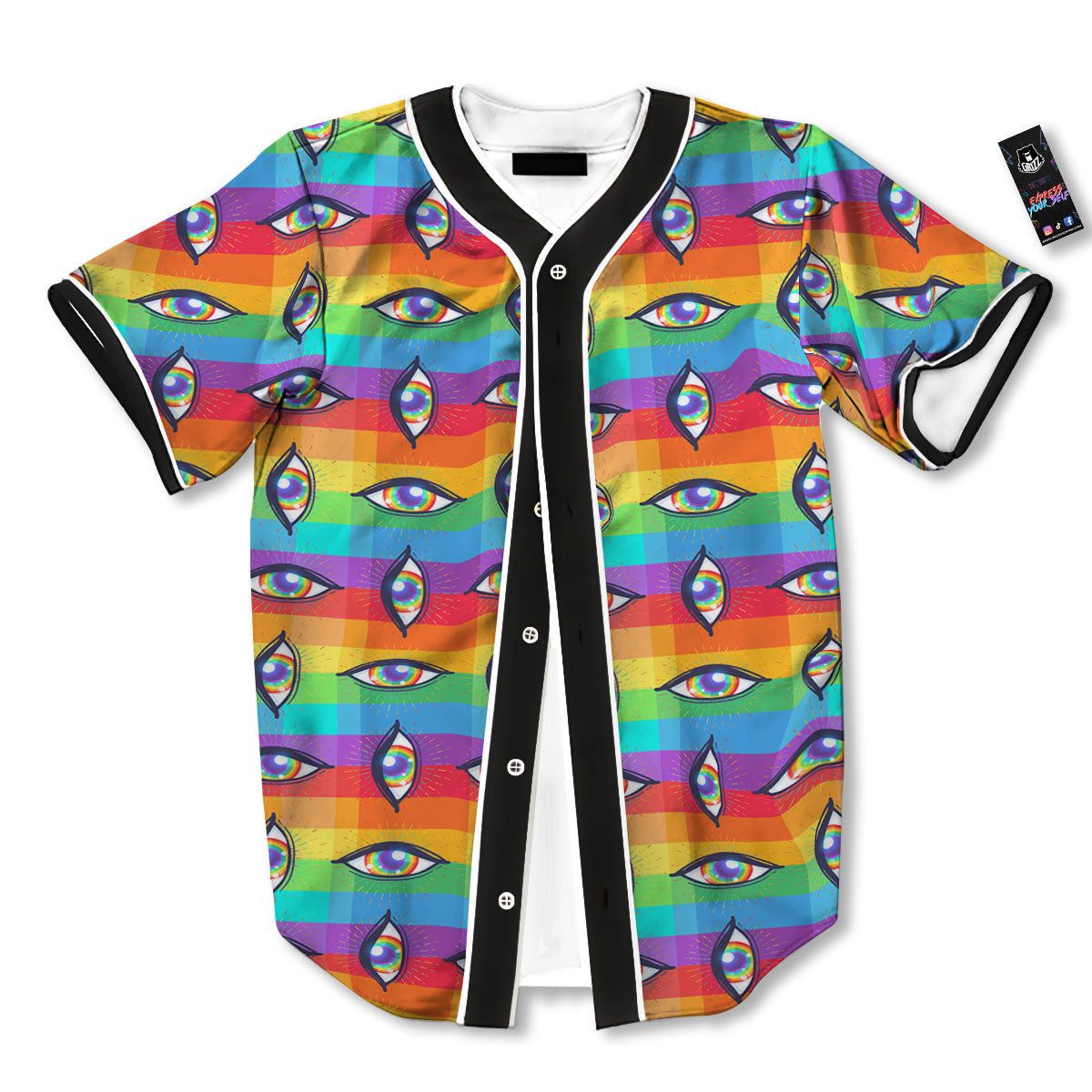 Rainbow Eyes LGBT Pride Print Pattern Baseball Jersey-grizzshop