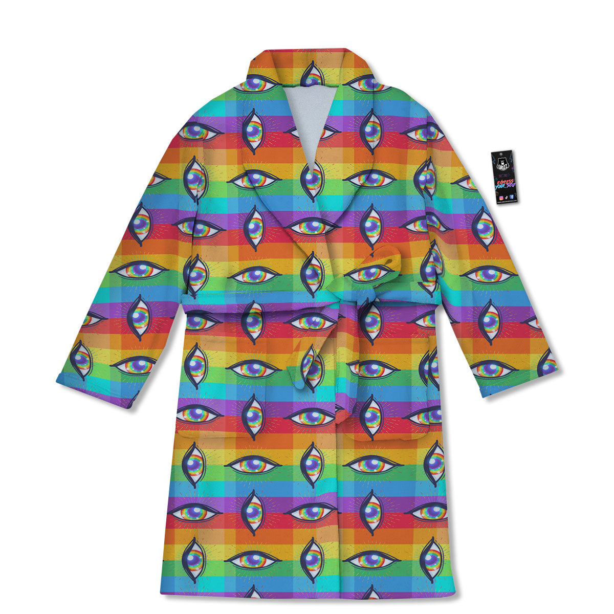 Rainbow Eyes LGBT Pride Print Pattern Bathrobe-grizzshop